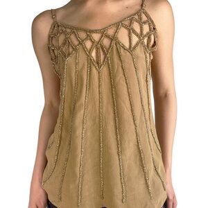 Romeo & Juliet Couture Tan Beaded Camisole
